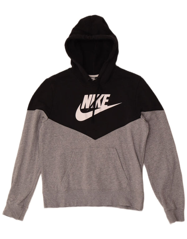Jumper gráfico com capuz Nike Boys 10-11 anos médio preto colorblock algodão