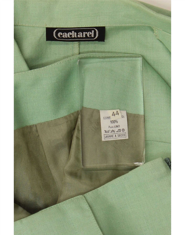 Conjunto de saia feminina Cacharel com peito duplo de 2 peças IT 44 médio W28 verde