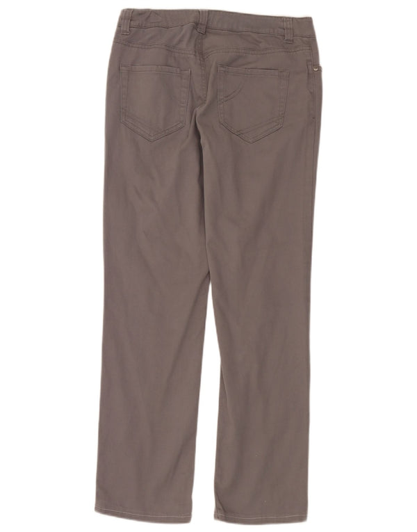 Calça feminina reta casual Benetton IT 40 pequena W30 L28 algodão cinza