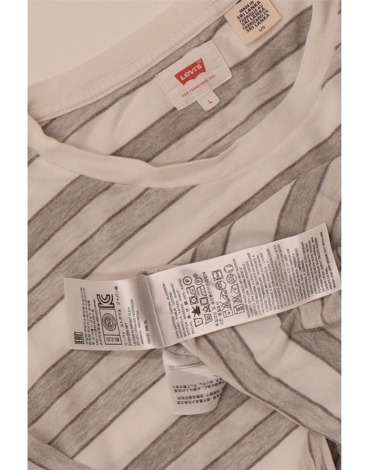 Camiseta masculina Levi's grande algodão listrado cinza