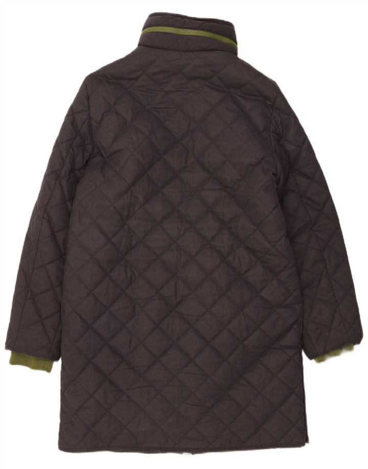 Sobretudo acolchoado com capuz para mulheres brancas, poliéster cinza pequeno Reino Unido 10