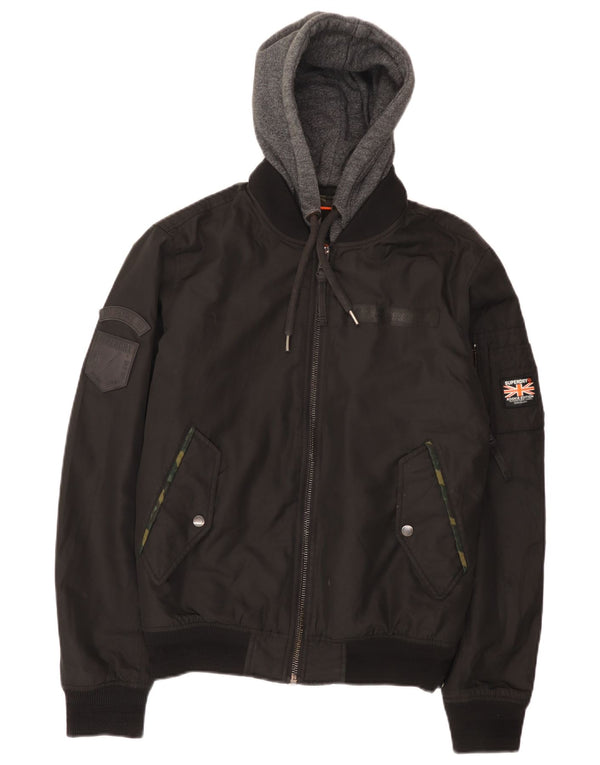 Jaqueta militar com capuz Superdry masculina The Rookie UK 36 poliéster preto pequeno