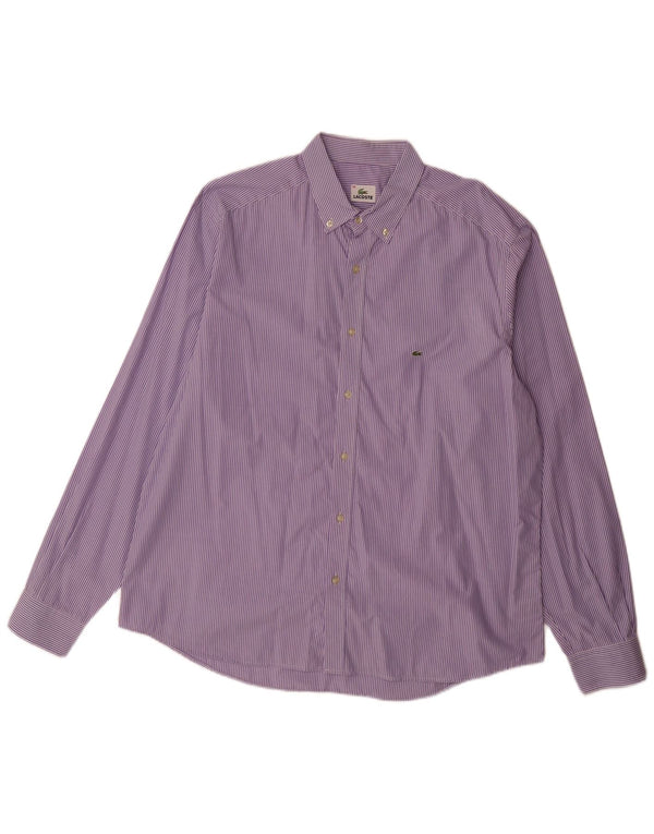 Camisa masculina Lacoste tamanho 45 XL roxo risca de giz algodão