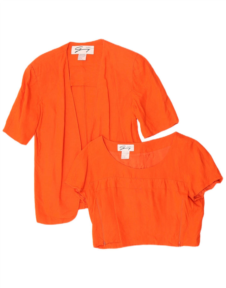 Conjunto feminino Genny de 2 peças US 10 linho laranja grande
