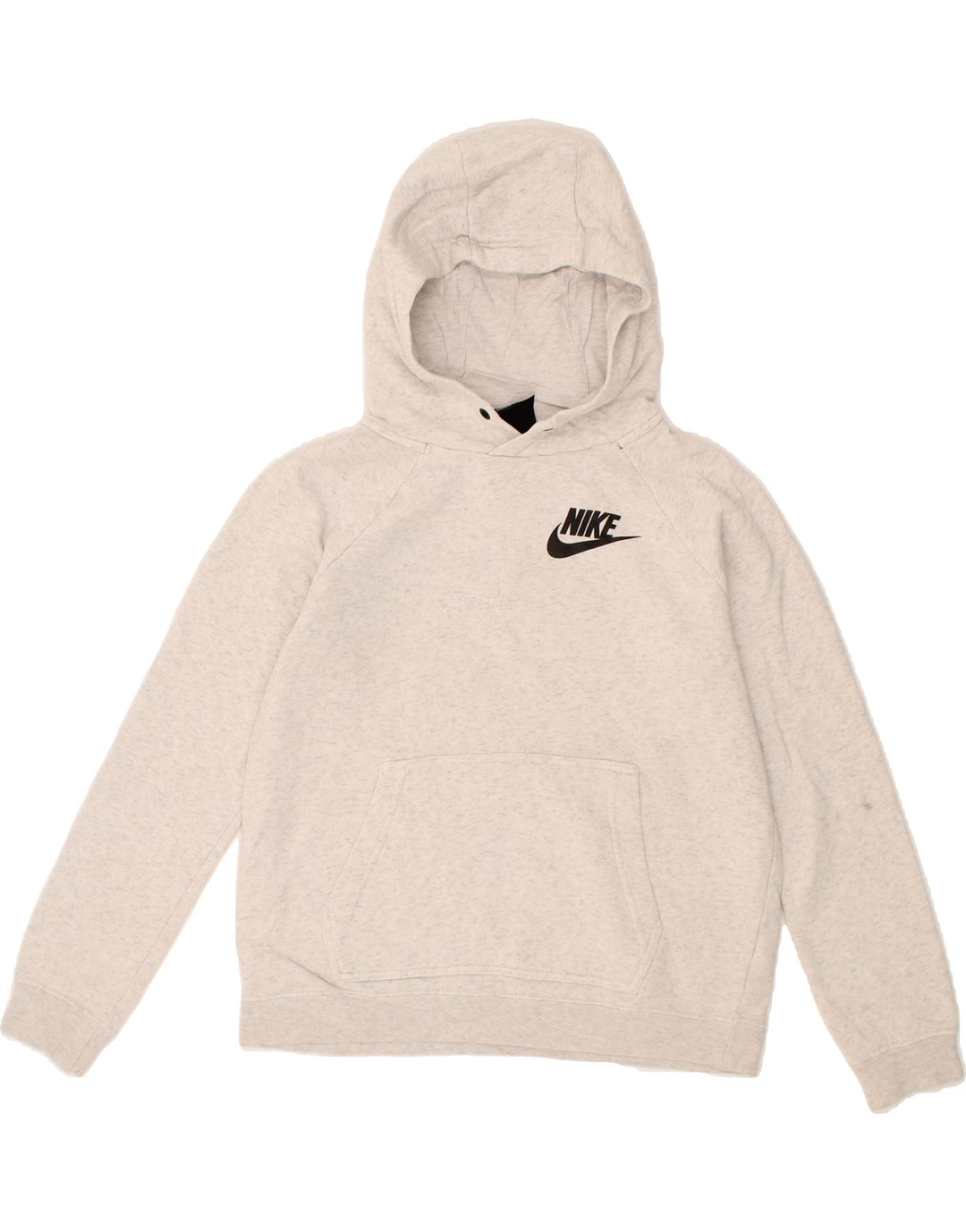 NIKE Womens Graphic Oversized Hoodie Jumper UK 10 Small Grey Cotton Vintage Nike and Second-Hand Nike from Messina Hembry 