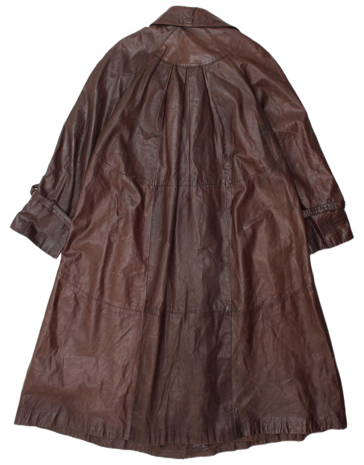 Casaco de couro feminino VINTAGE UK 14 marrom médio