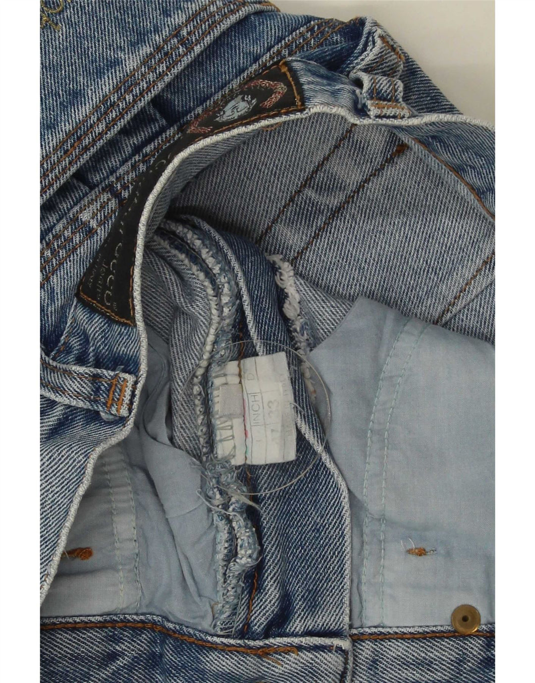 Saia jeans feminina Roccobarocco W33 grande algodão azul