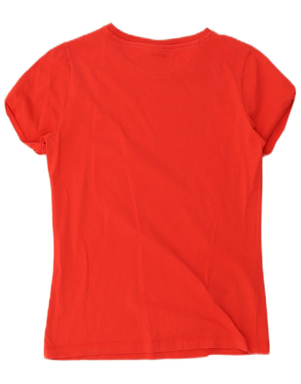 Camiseta feminina Hugo Boss Top UK 10 pequeno algodão vermelho