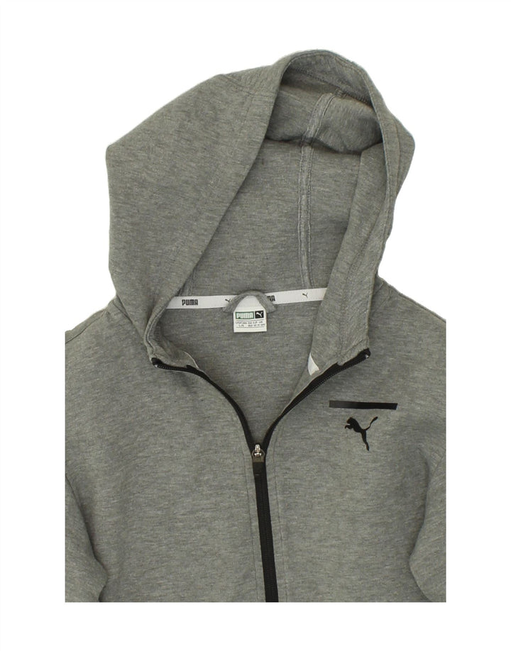 PUMA Boys Graphic Zip Hoodie Sweater 11-12 Years Grey Colourblock Cotton Vintage Puma and Second-Hand Puma from Messina Hembry 