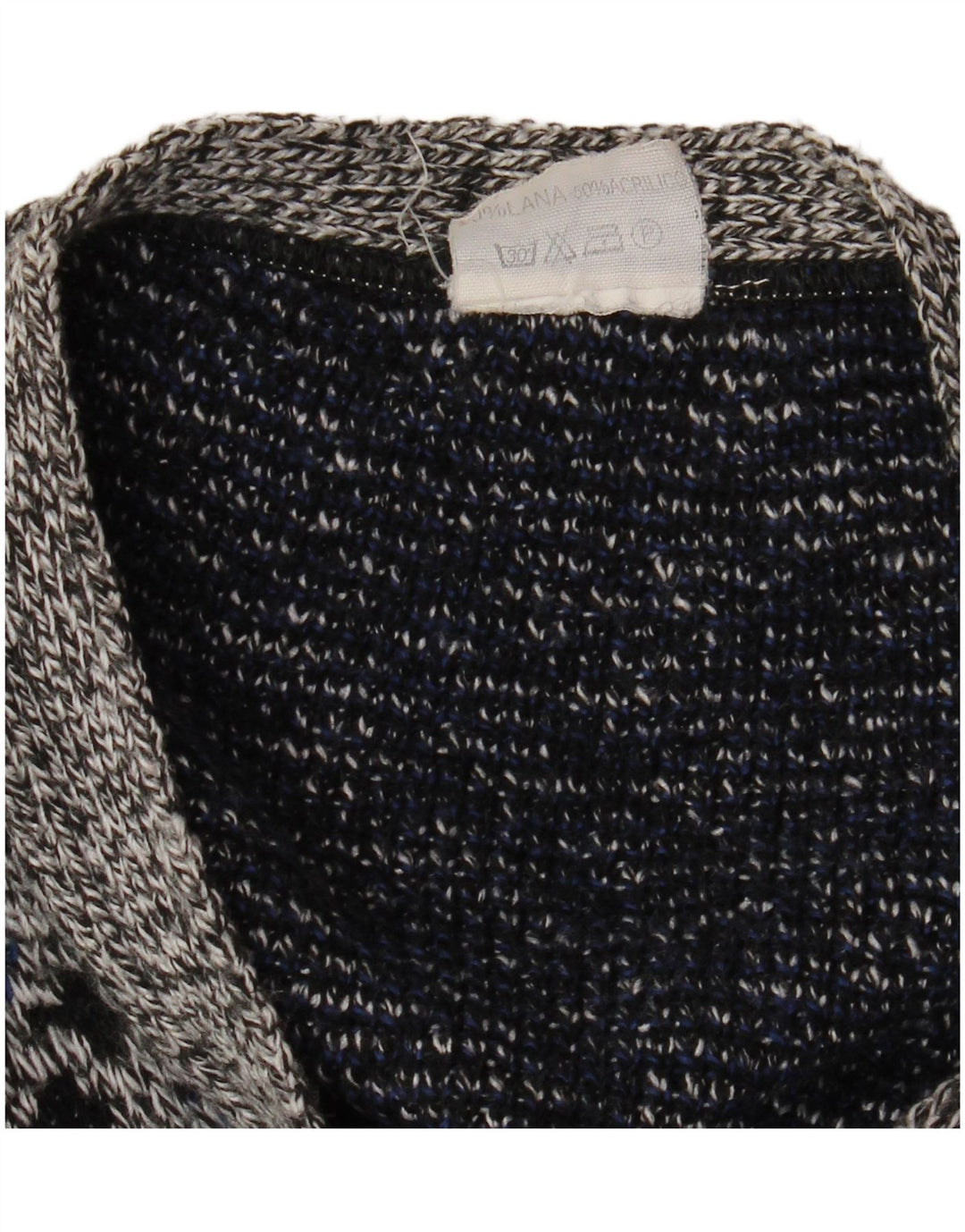 Suéter cardigã masculino VINTAGE XL lã geométrica cinza