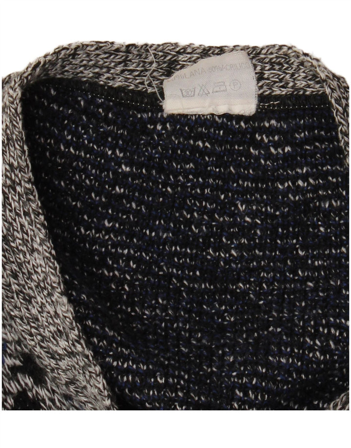 Suéter cardigã masculino VINTAGE XL lã geométrica cinza