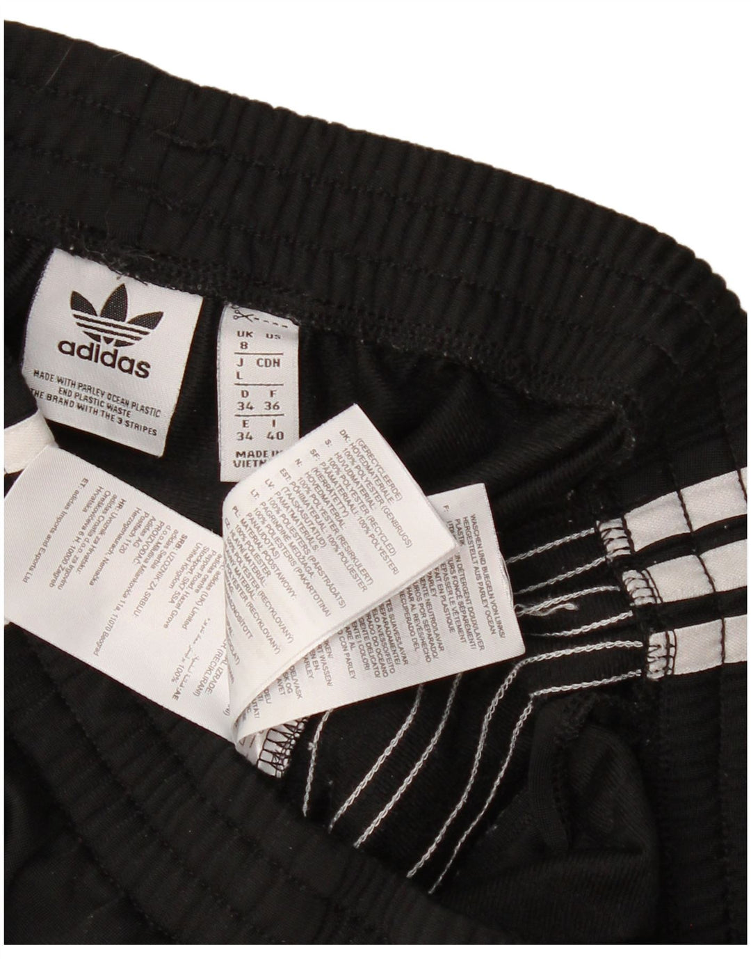 Calças de treino femininas Adidas UK 8 pequenas poliéster preto