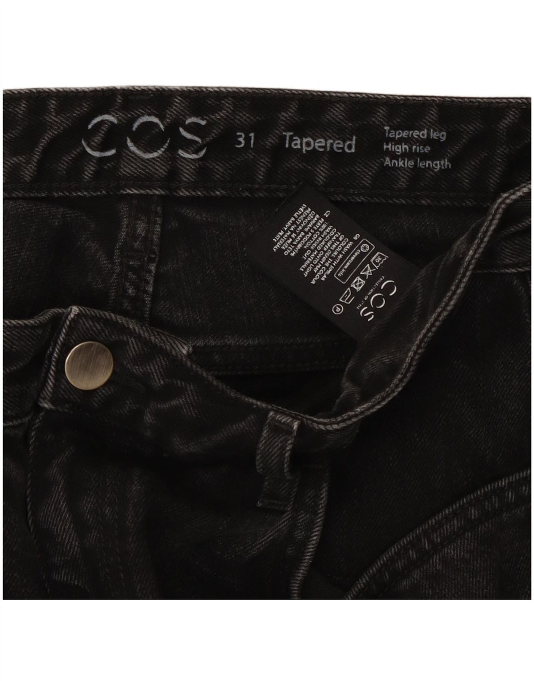 Calça jeans feminina de cintura alta COS W31 L30 algodão preto