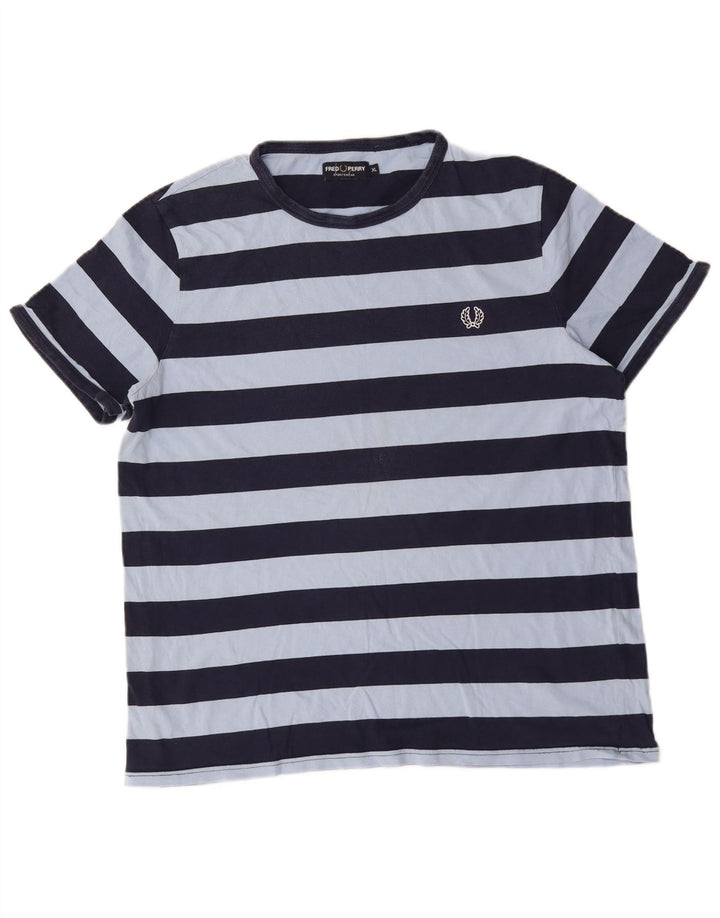 Camiseta masculina Fred Perry Top XL algodão listrado azul