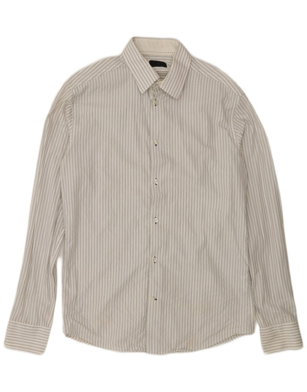 Camisa masculina Jack & Jones de algodão listrado branco médio