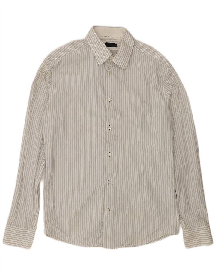 Camisa masculina Jack & Jones de algodão listrado branco médio