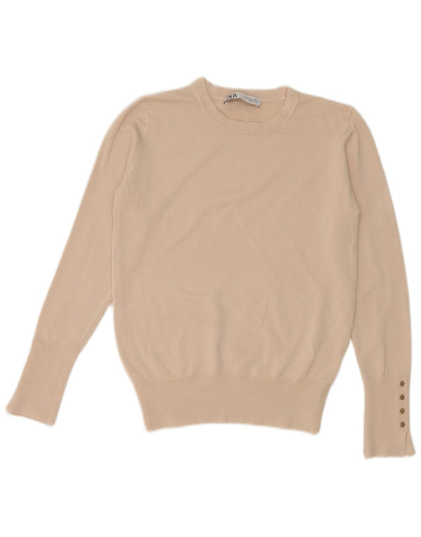 Suéter Zara Masculino Crop Boat Neck Jumper Reino Unido 12 Médio Bege Viscose