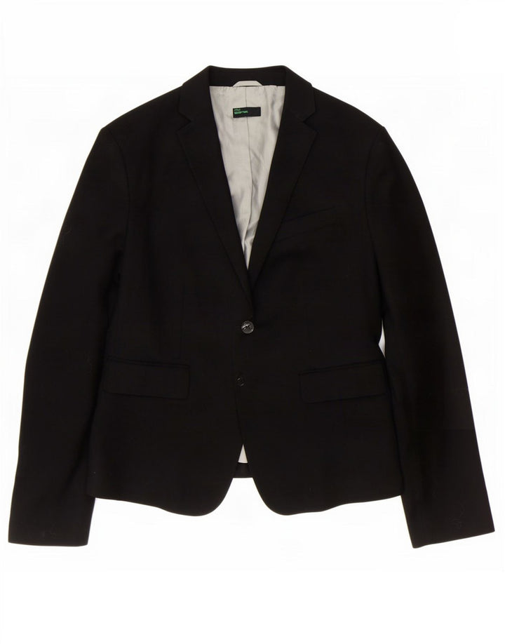 Jaqueta Blazer Feminina Benetton com 2 Botões IT 48 XL Preto Poliéster