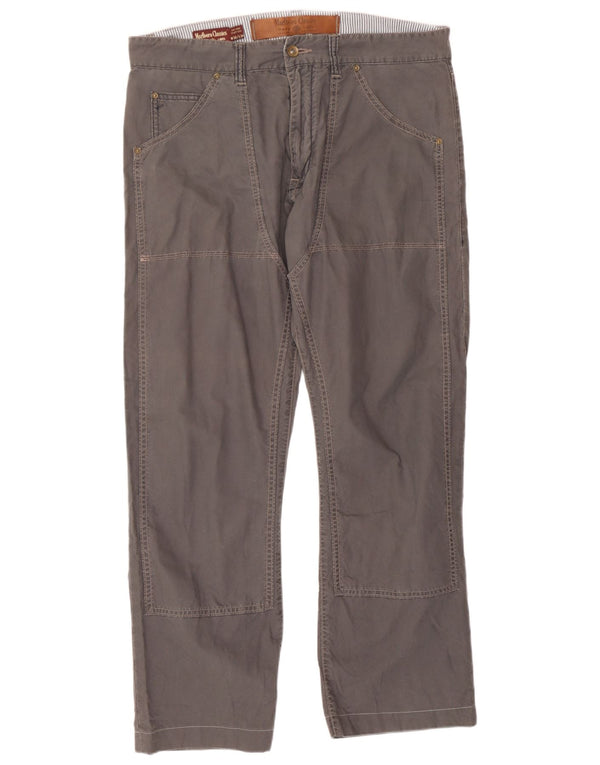 Marlboro Classics Calça masculina reta casual W36 L30 algodão cinza