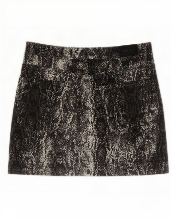 Minissaia feminina Zara grande W32 preta com estampa animal