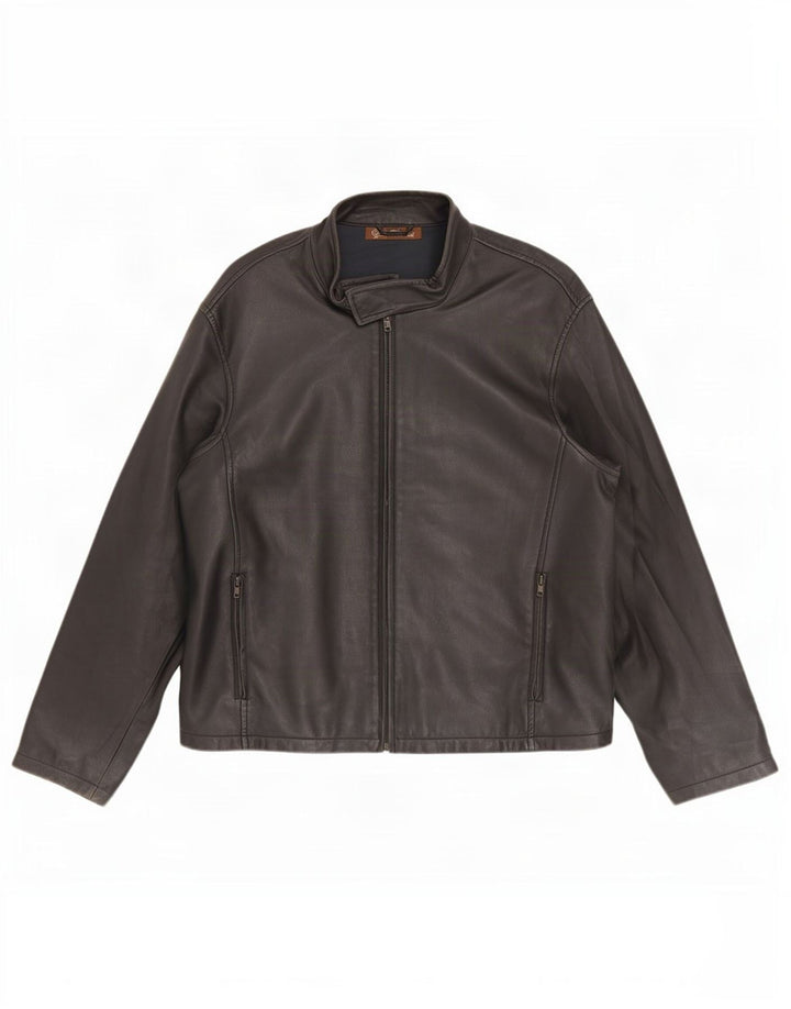 Jaqueta de couro masculina vintage UK 44 2XL preta