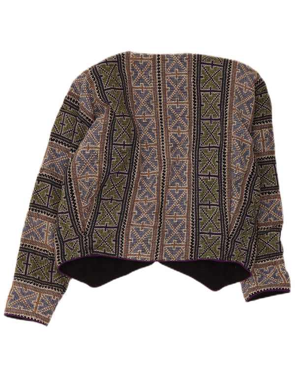 Jaqueta Blazer Vintage Feminina UK 14 Médio Multicolorido Geométrico