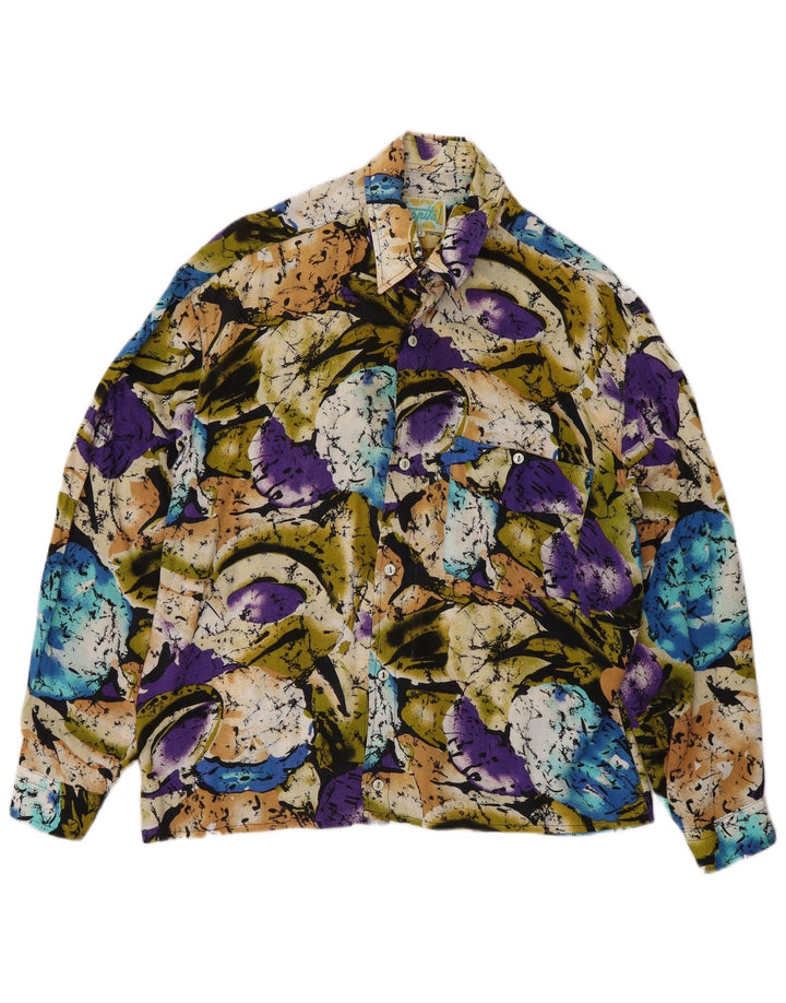 Camisa masculina vintage com estampa abstrata média multicolorida