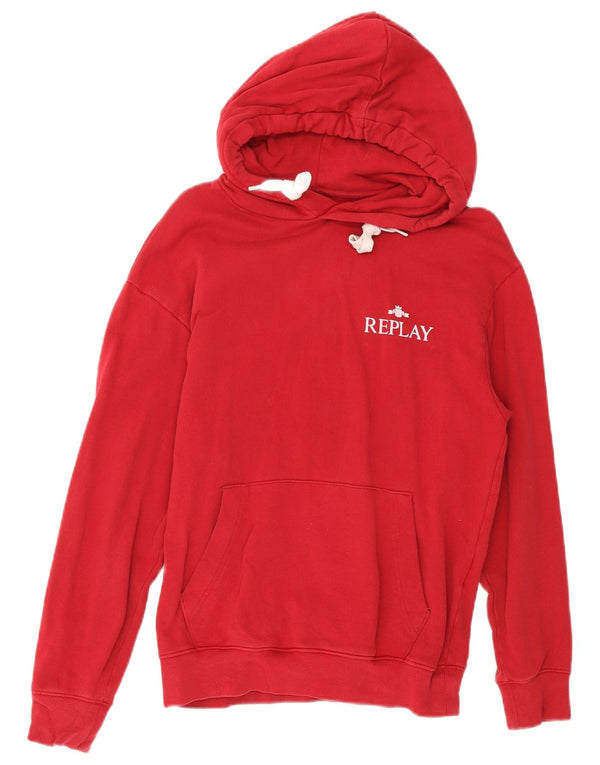 REPLAY moletom com capuz masculino gráfico XS algodão vermelho