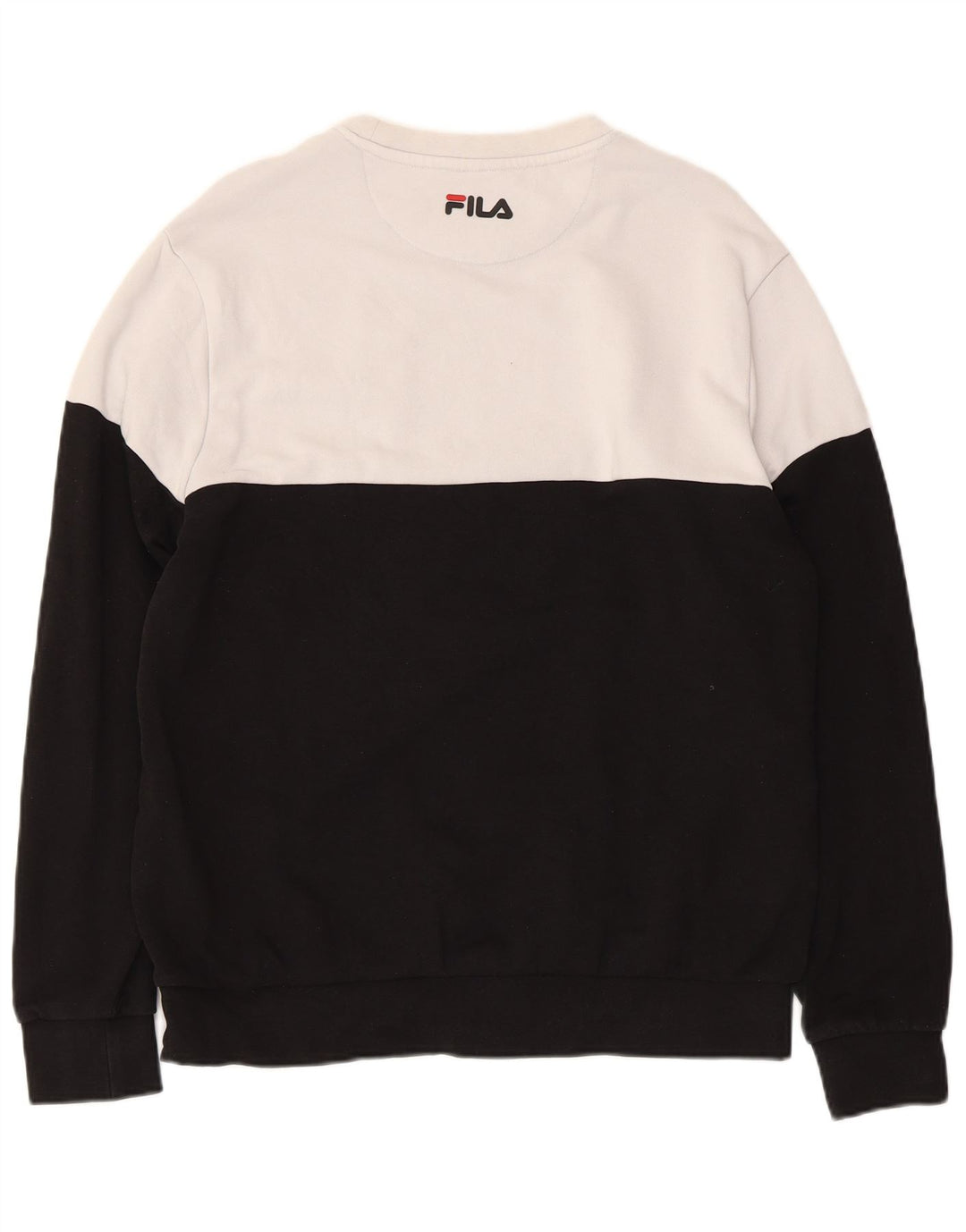 FILA feminino gráfico moletom jumper UK 14 médio preto colorblock