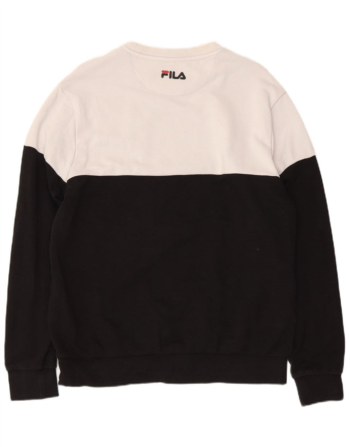 FILA feminino gráfico moletom jumper UK 14 médio preto colorblock