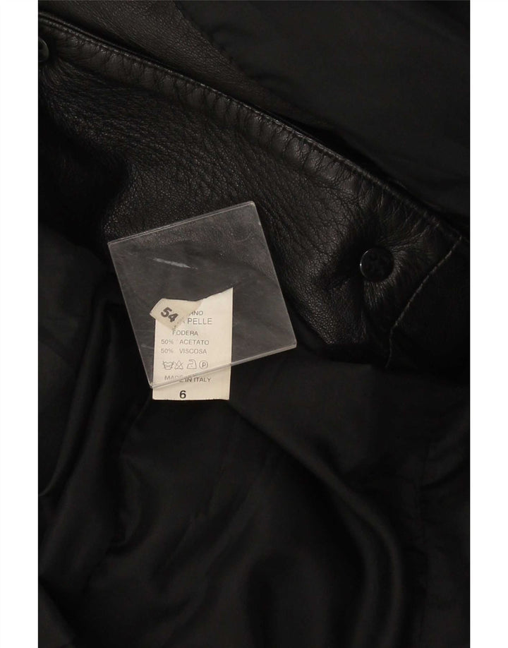 Jaqueta de couro masculina vintage IT 54 2XL preta
