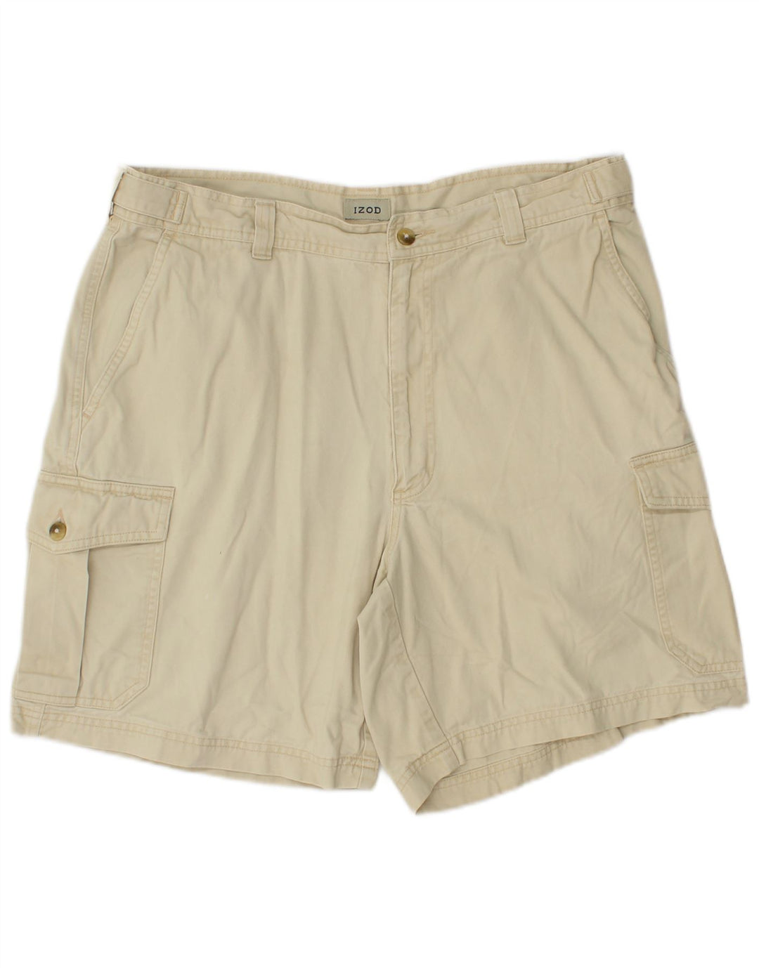 IZOD Mens Cargo Shorts W34 Grande Algodão Bege