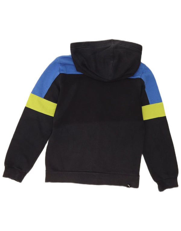 Suéter Puma Boys Zip com capuz 11-12 anos preto colorblock algodão