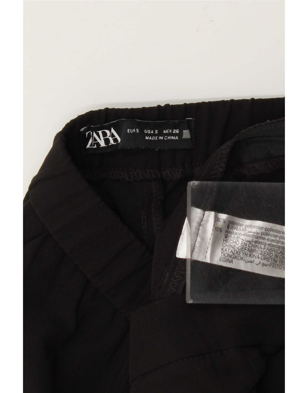Zara Calça feminina casual bootcut pequena W26 L26 poliéster preto