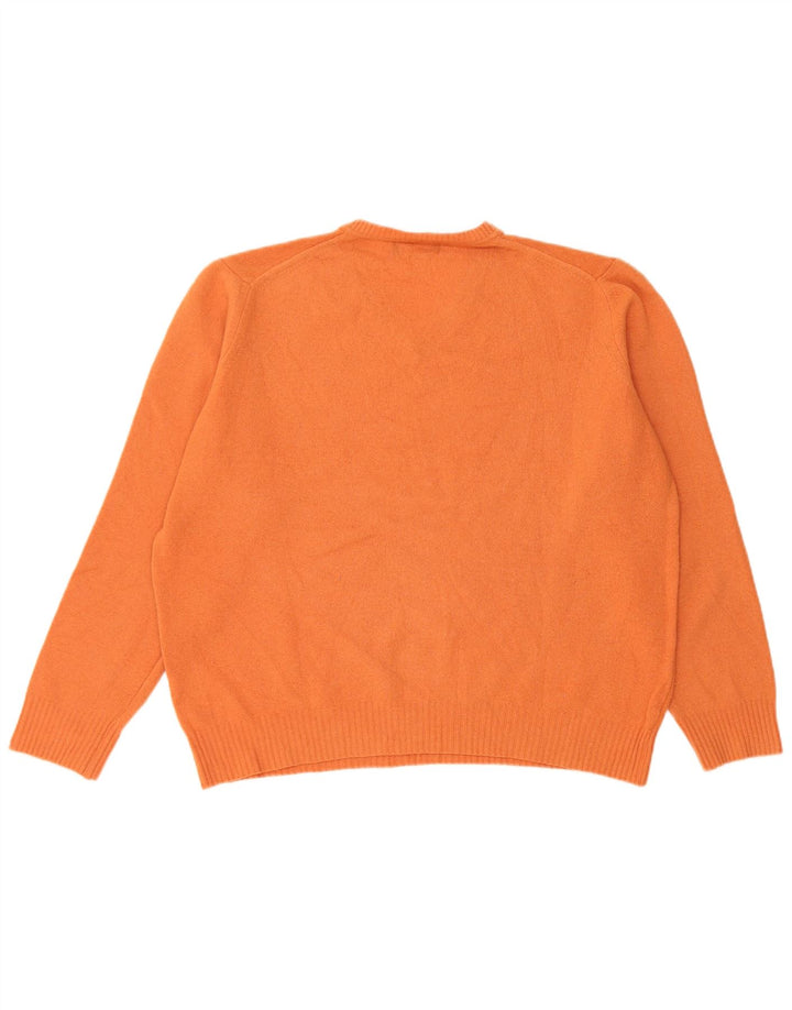 Suéter masculino ZARA com decote em V XL lã laranja