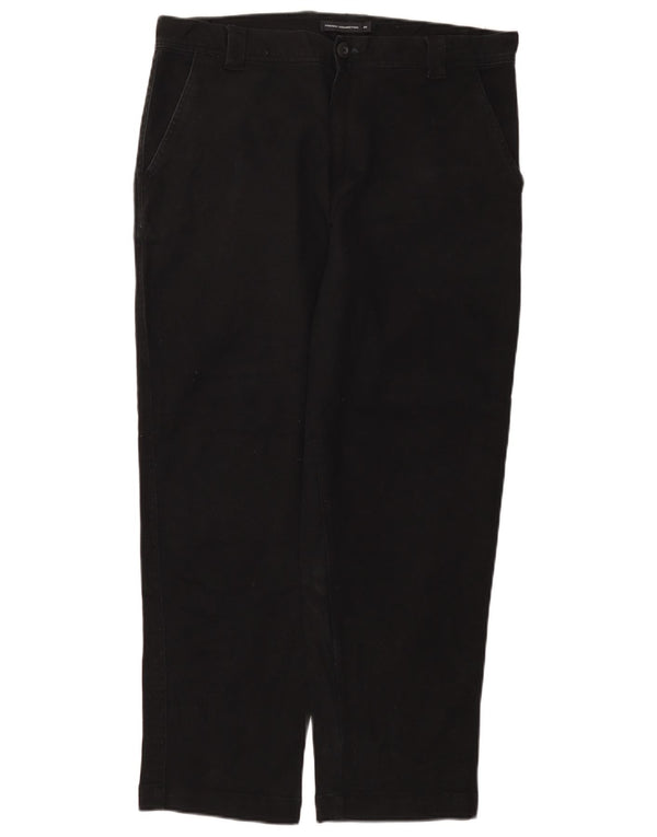 French Connection Mens Tapered Jeans W34 L27 Algodão Preto