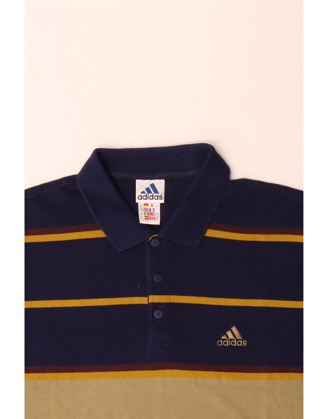 Camisa polo masculina ADIDAS UK 44/46 grande azul marinho colorblock algodão