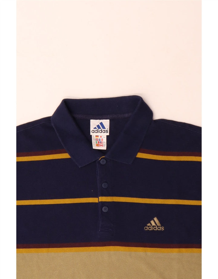 Camisa polo masculina ADIDAS UK 44/46 grande azul marinho colorblock algodão