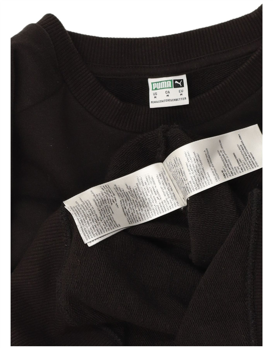 Puma feminino gráfico crop moletom jumper UK 14 médio algodão preto