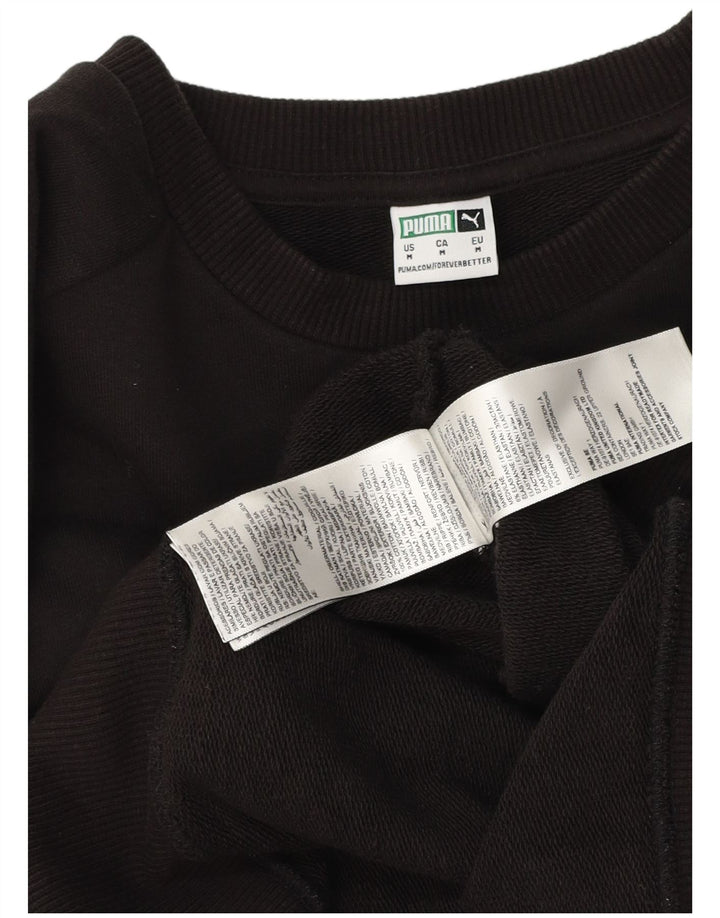 Puma feminino gráfico crop moletom jumper UK 14 médio algodão preto
