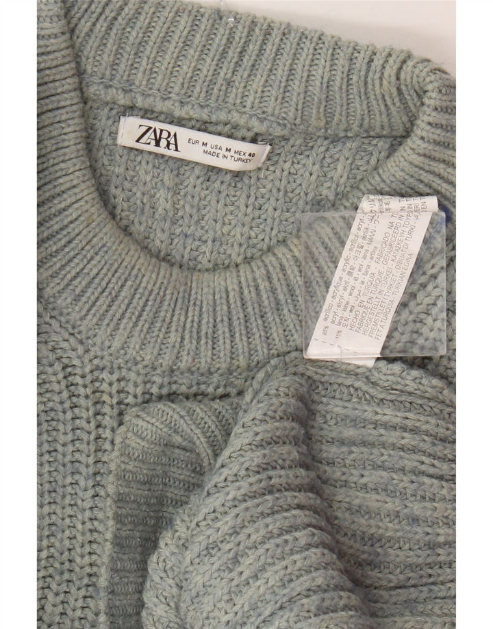 Zara Suéter masculino com gola redonda e acrílico manchado azul médio