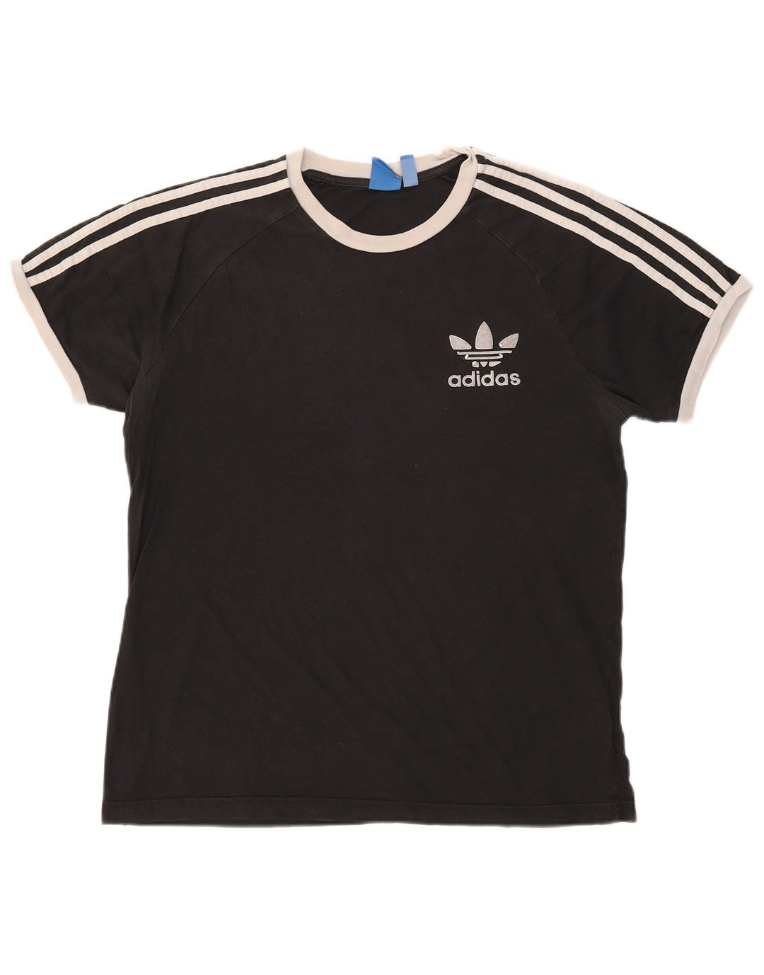 Adidas Mens Camiseta Top Grande Algodão Colorblock Preto