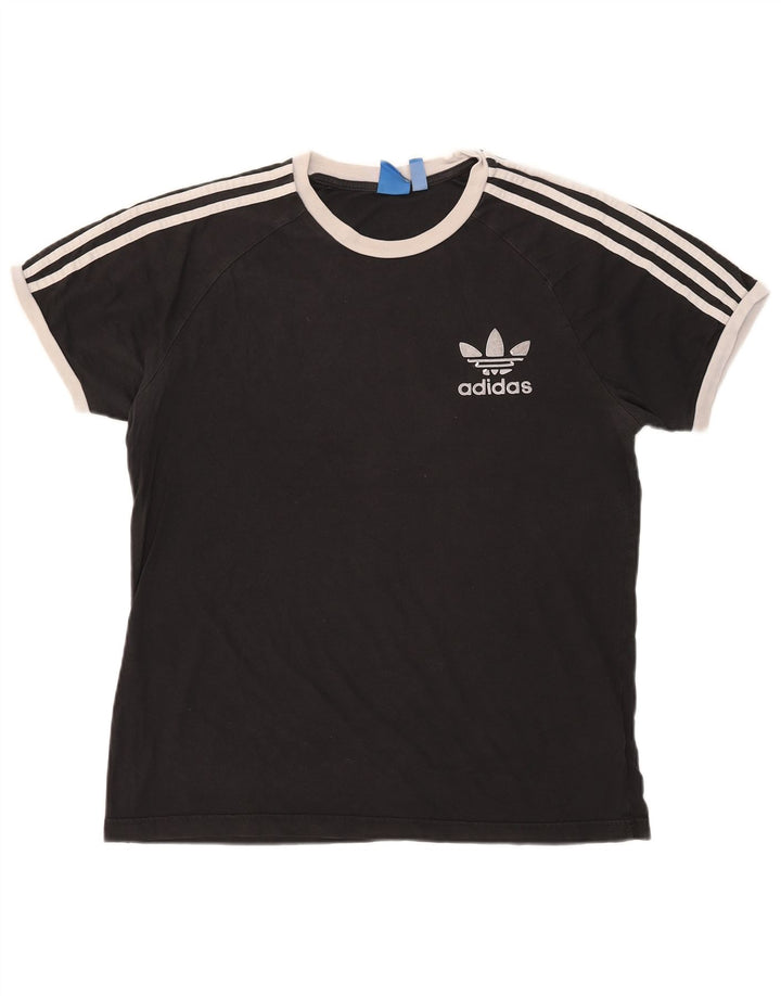 Adidas Mens Camiseta Top Grande Algodão Colorblock Preto