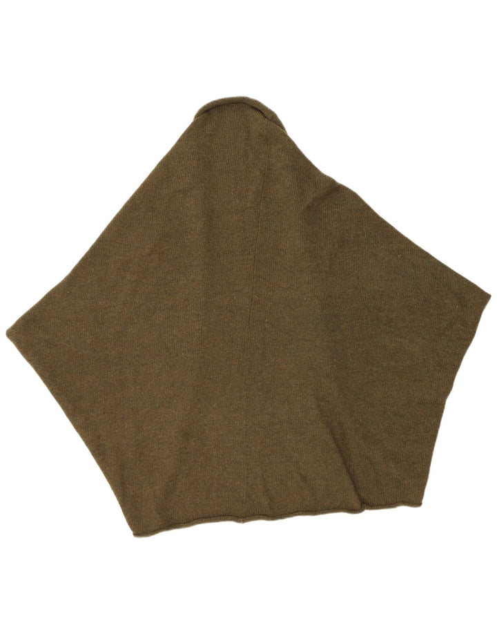 Zara Suéter Poncho Cardigan Feminino UK 14 Poliéster Cáqui Médio