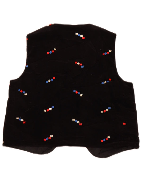 Vintage Womens Velvet OPEN Waistcoat US 2 XS Black