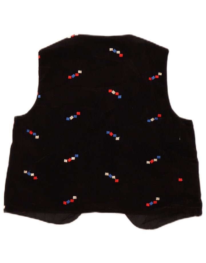 Colete feminino vintage de veludo aberto US 2 XS preto