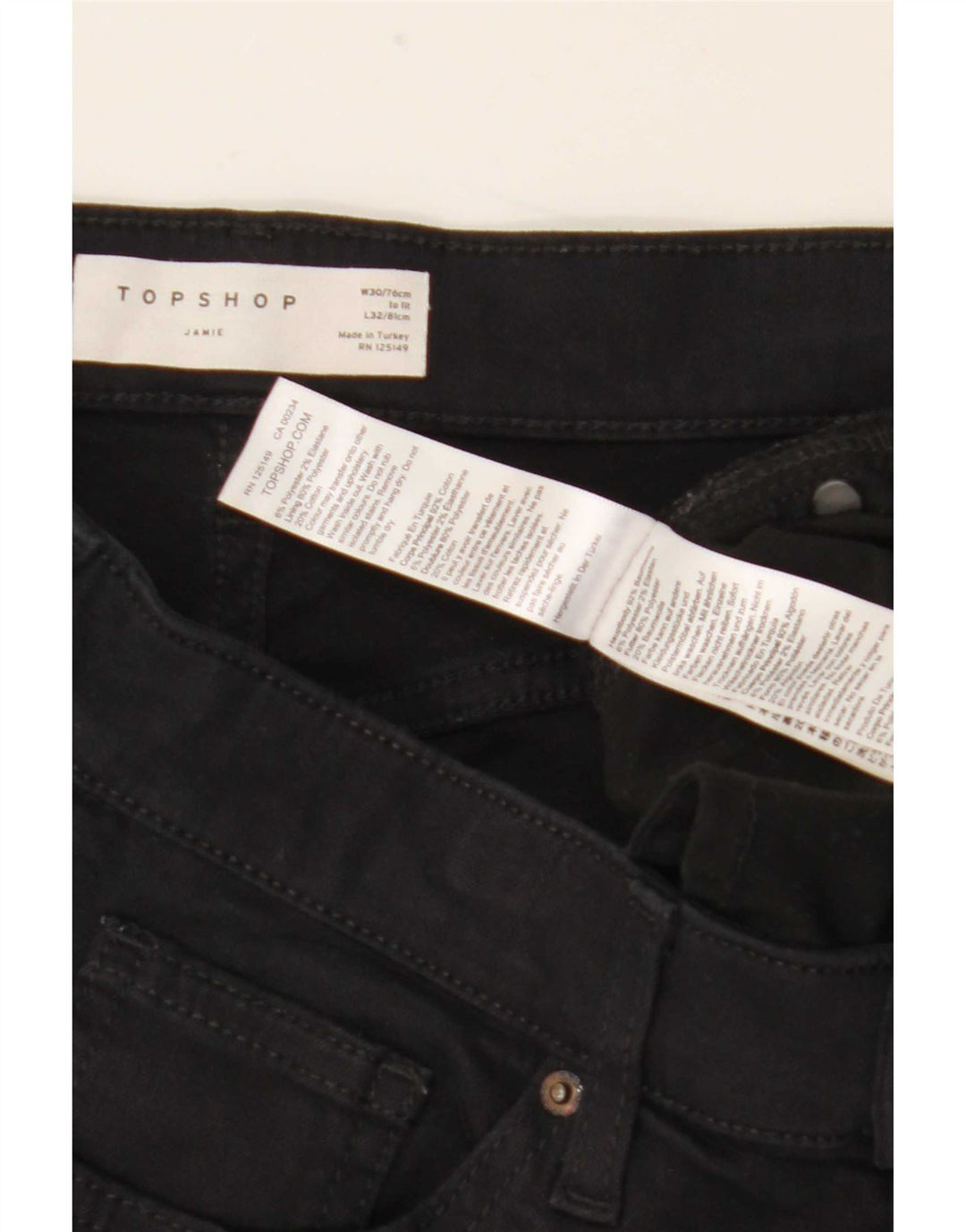 Topshop Jeans Skinny Feminino W30 L32 Poliéster Preto