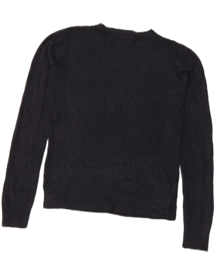 Suéter feminino Marks & Spencer com gola redonda Reino Unido 12 médio azul marinho