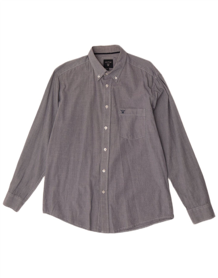 Camisa masculina James Pringle média azul marinho algodão houndstooth