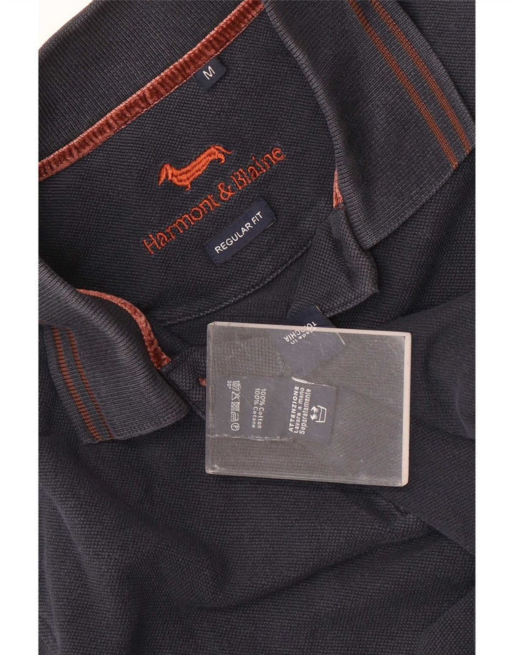 Camisa polo masculina de manga comprida regular Fit Harmont & Blaine azul marinho médio